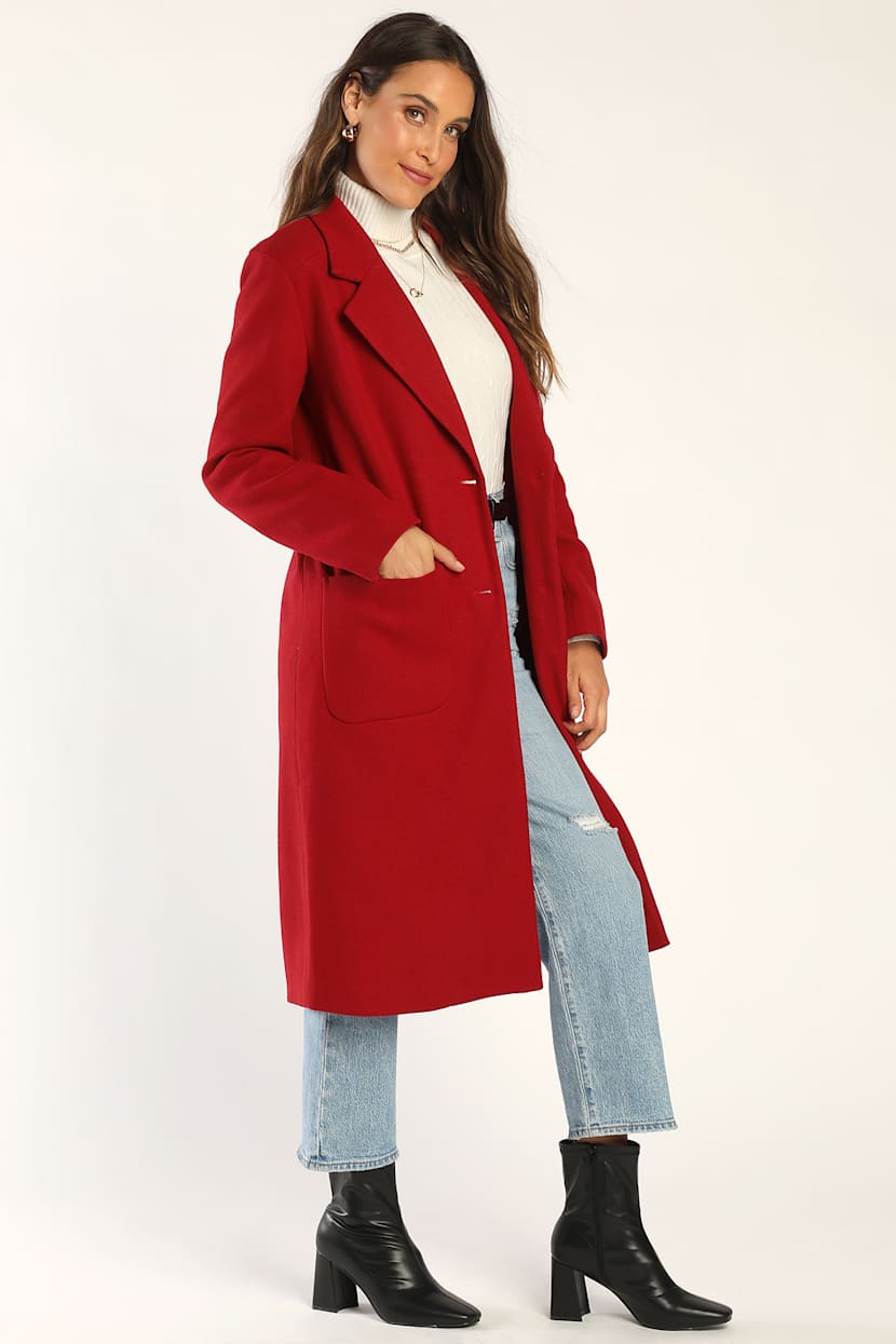 Wine Red Coat - Long Coat - Oversized Coat - Felt Coat - Lulus Wine Red Coat - Long Coat - Oversized Coat - Felt Coat - Lulus