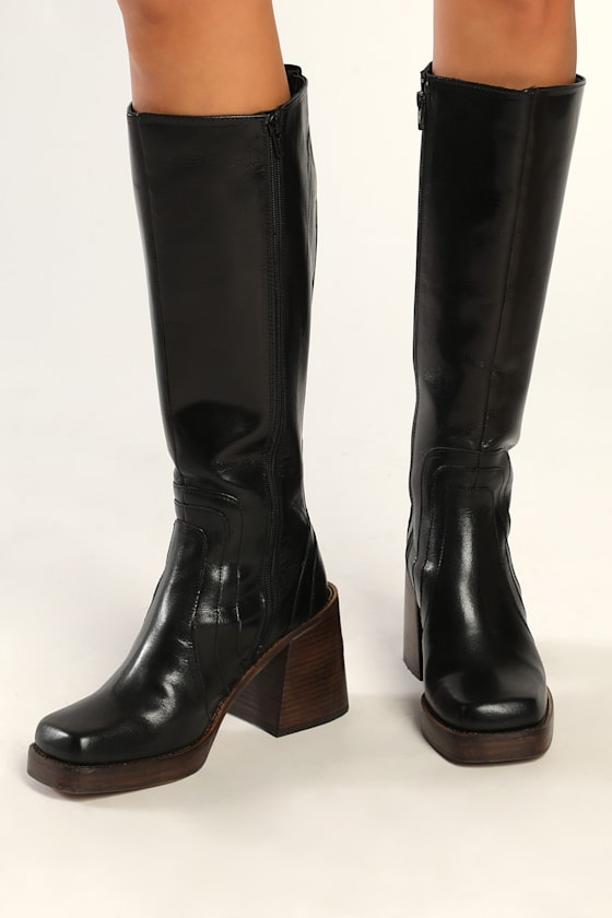 fly black knee high boots
