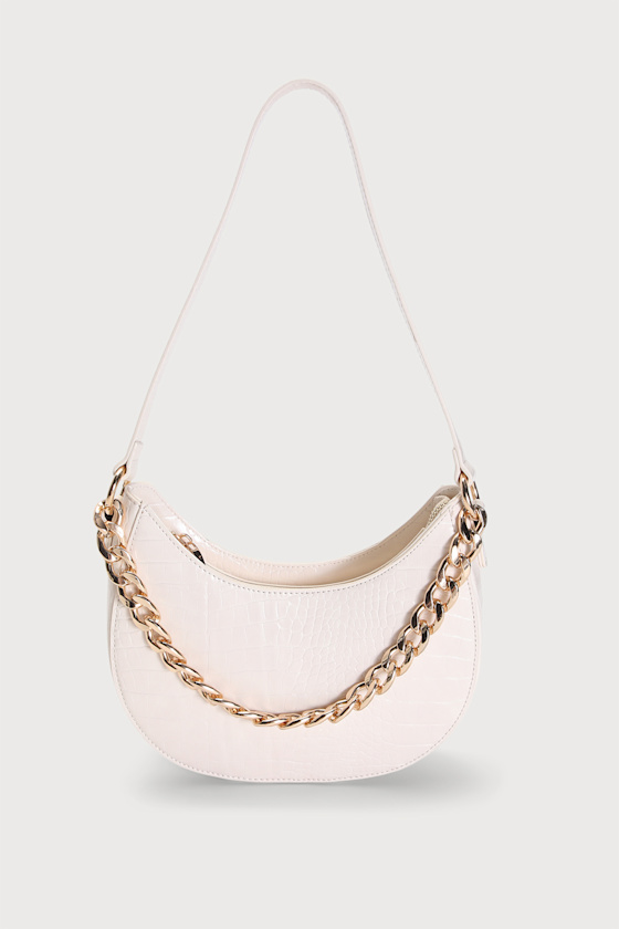 Sonja Bone Crocodile-Embossed Chain Handbag 3