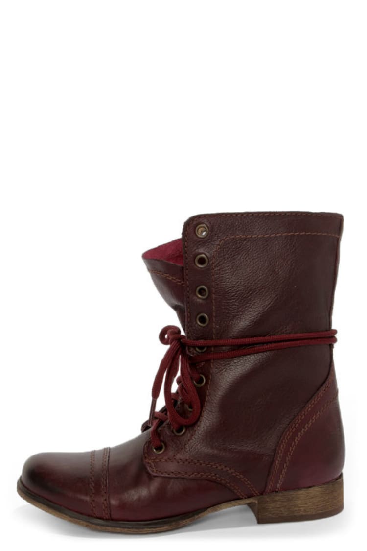 Dejar abajo caos Persona con experiencia Steve Madden Troopa Wine Leather Lace-Up Combat Boots - $99.00 - Lulus