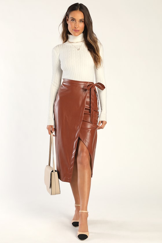 Vegan Suede Faux Wrap Skirt