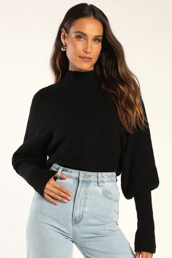 Black Mock Neck Sweater - Long Sleeve Sweater - Pullover Sweater - Lulus
