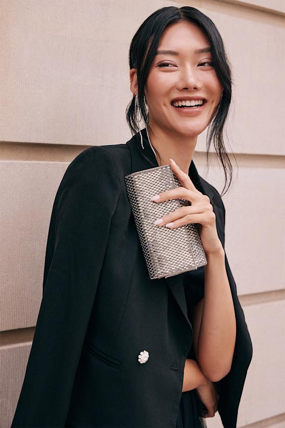 Glam Go-Getter Silver Rhinestone Clutch 1