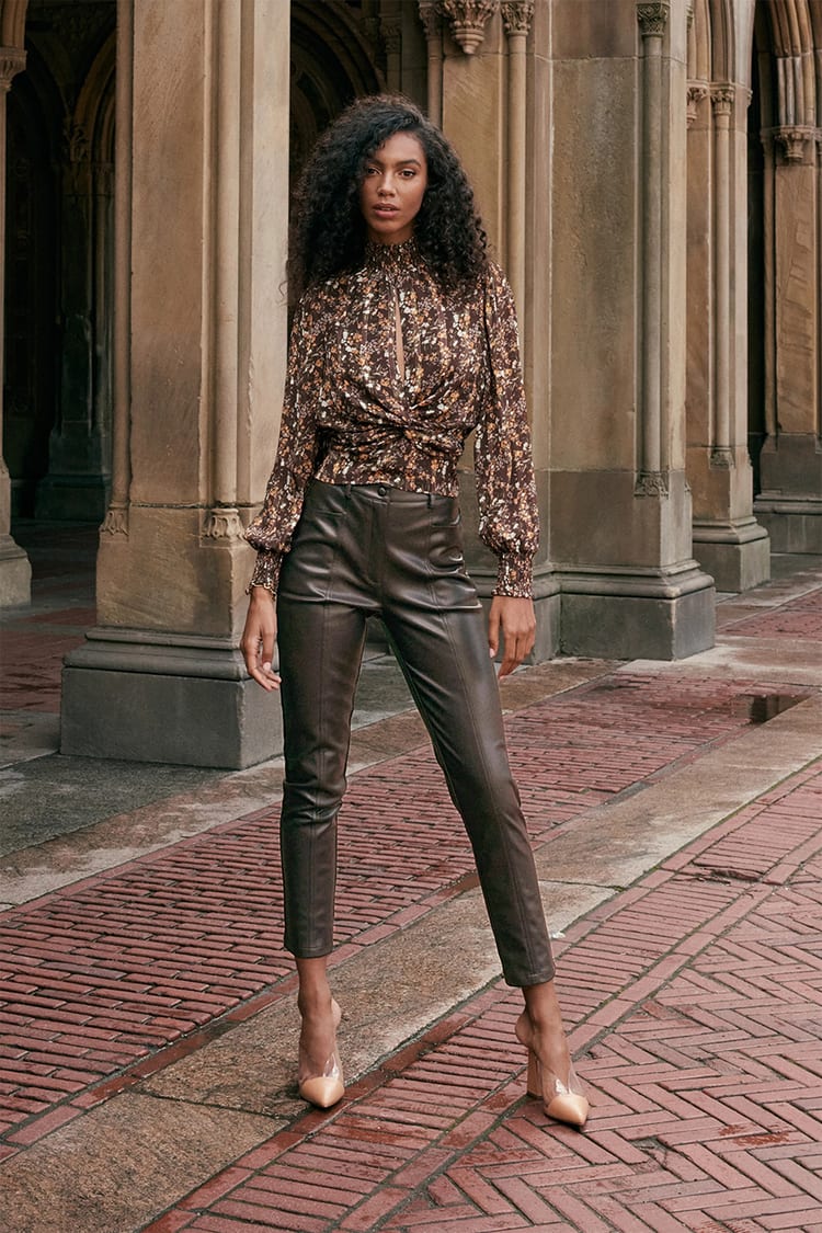 brown leather jeans