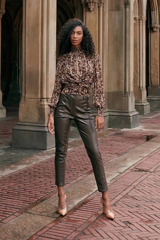 Do That Thing Chocolate Brown Vegan Leather Straight Leg Pants 14