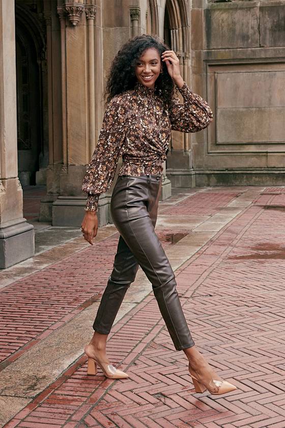 Do That Thing Chocolate Brown Vegan Leather Straight Leg Pants 15