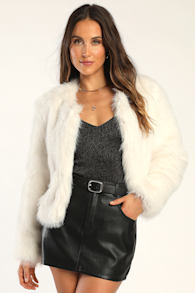 Glam Attitude Ivory Faux Fur Jacket 6