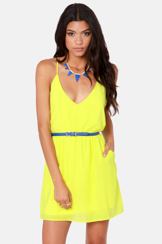 Cute Yellow Dress Tank Dress 43.00 Lulus