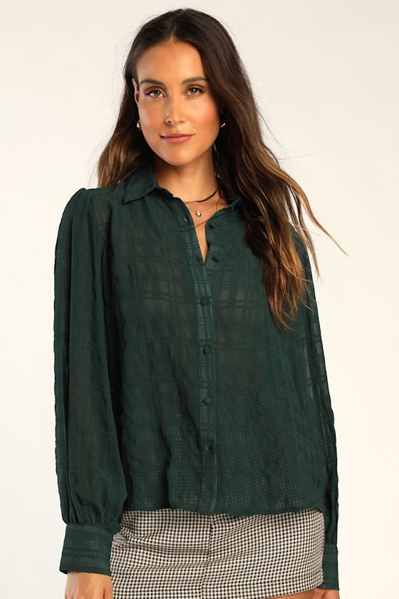 Hunter Green Shimmery Animal Top