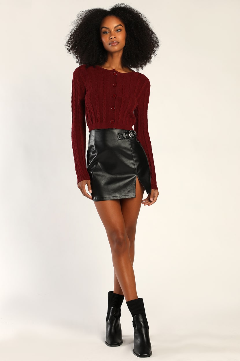 Black Vegan Leather Skirt - Vegan Leather Mini Skirt - Mini Skirt - Lulus