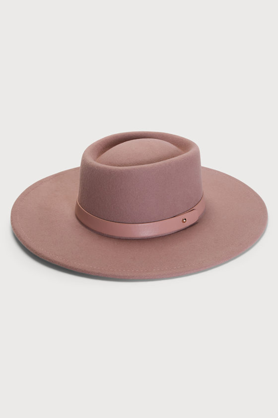 Sightseeing Style Mauve Wide-Brim Boater Hat 2