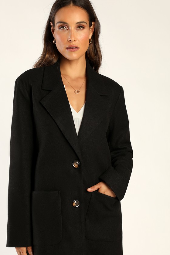 Black long coat women discount