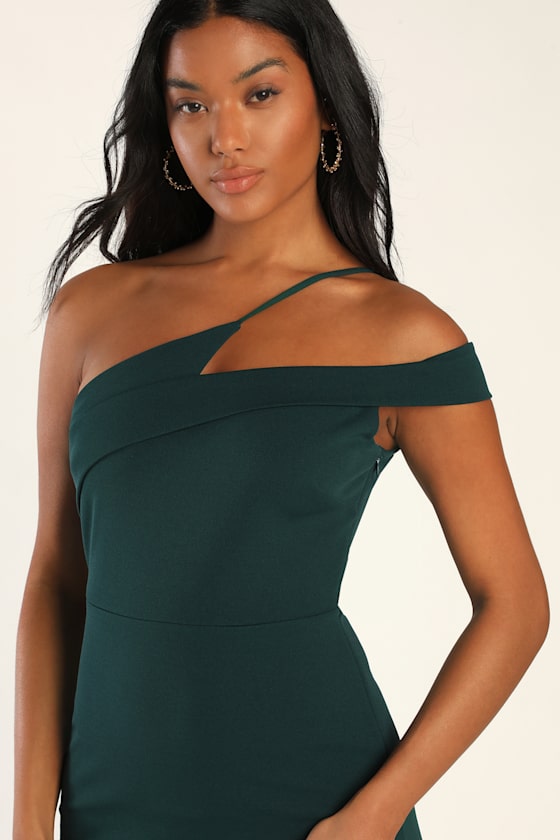 Hunter Green One Shoulder Statement Dress main image 0