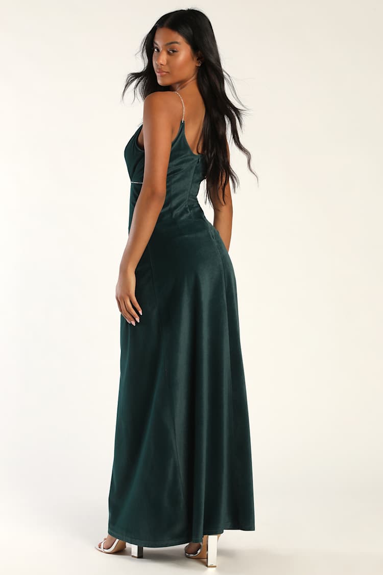 hunter green velvet long dress Velvet Holiday Dress Hunter Green
