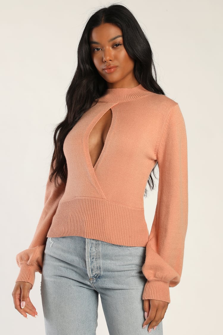 light pink mock turtleneck