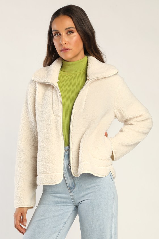 Cream Teddy Jacket - Faux Fur Jacket - Fuzzy Jacket - Lulus