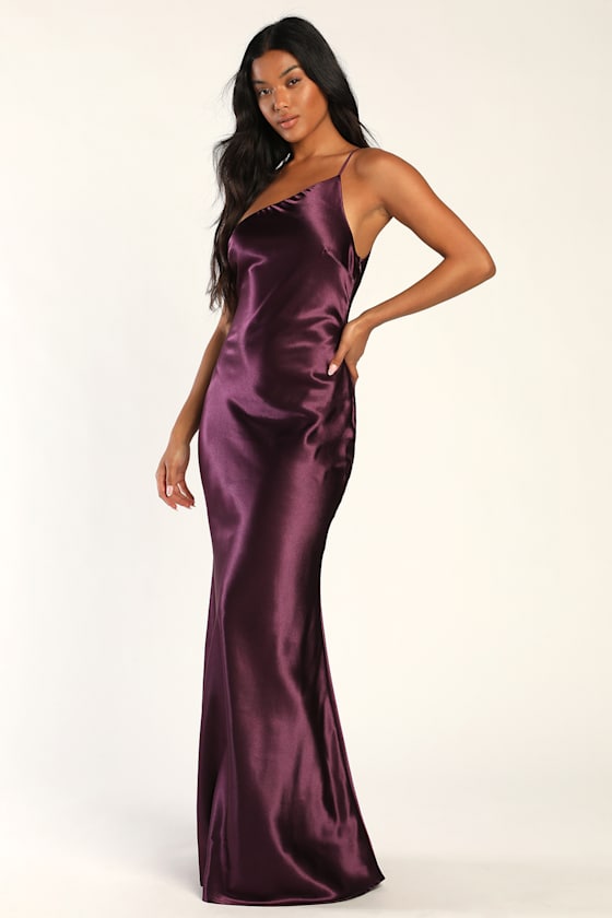 Forever Begins Now Purple Satin One-Shoulder Maxi Dress 2