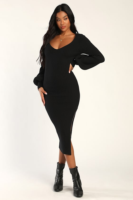 Season for Style Black Cutout Long Sleeve Sweater Dress 2
