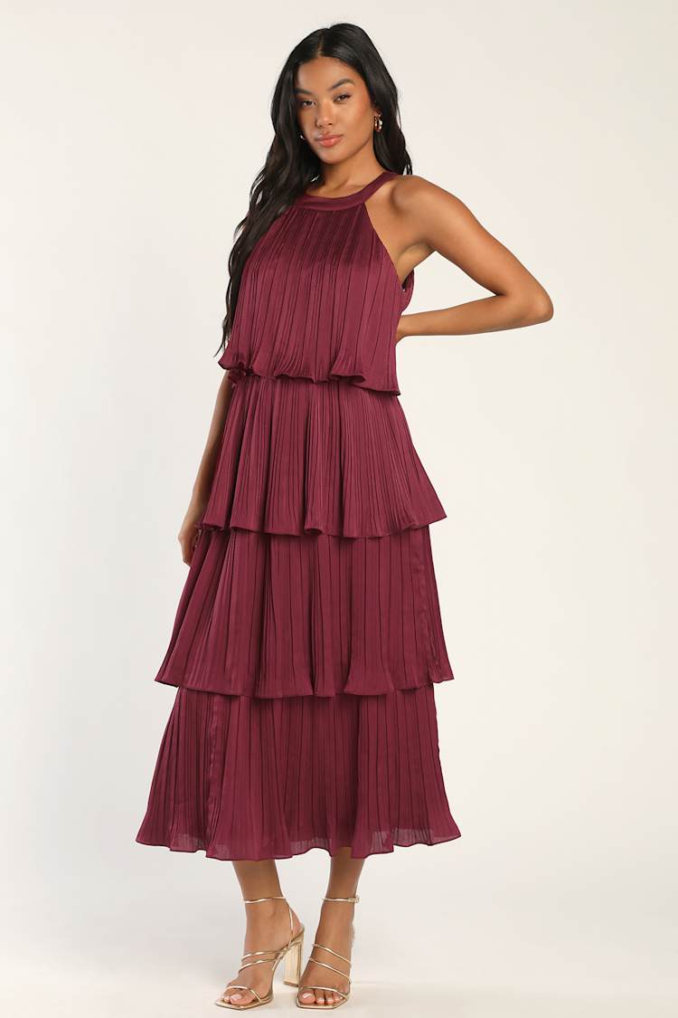 knee length dresses for ladies Tannikah Plisse Midi Dress