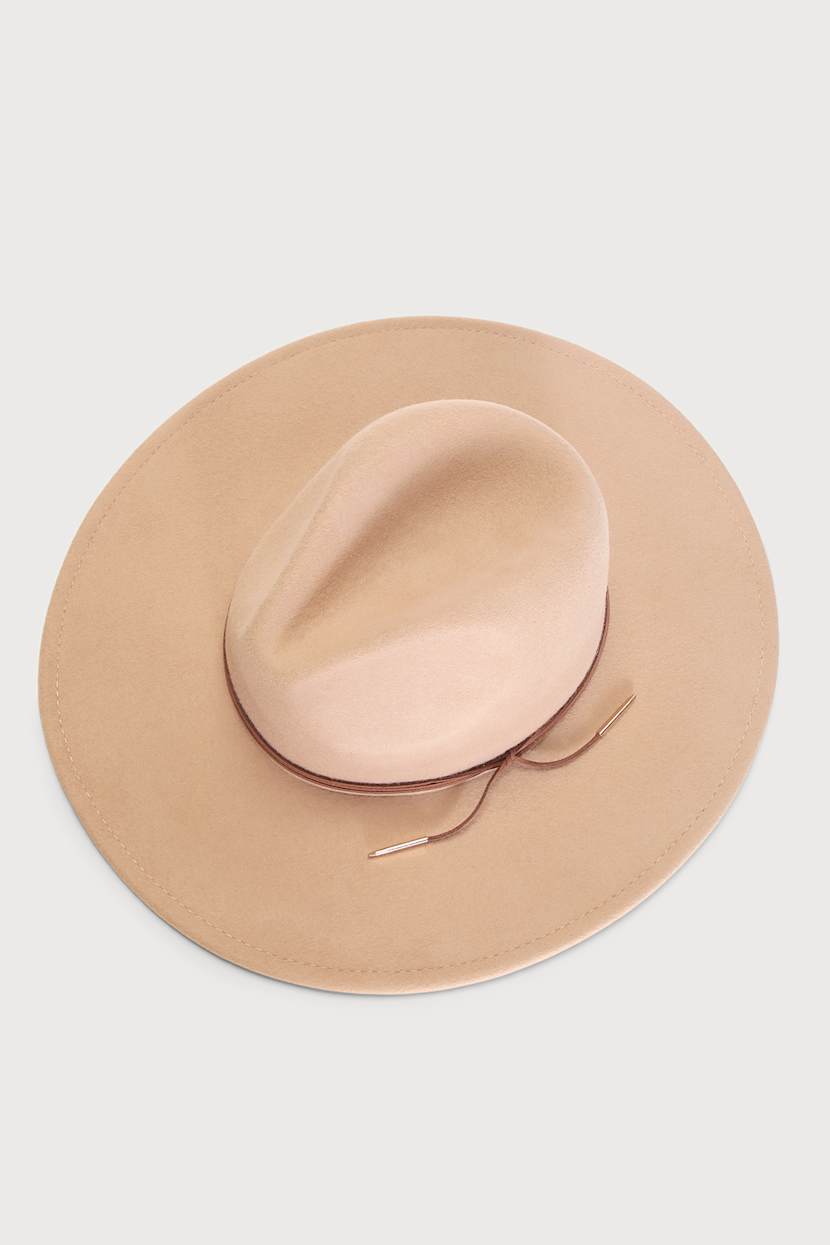 Boho Hat - Beige Wide Brim Hat - Tan Fedora - Wool-Blend Hat 
