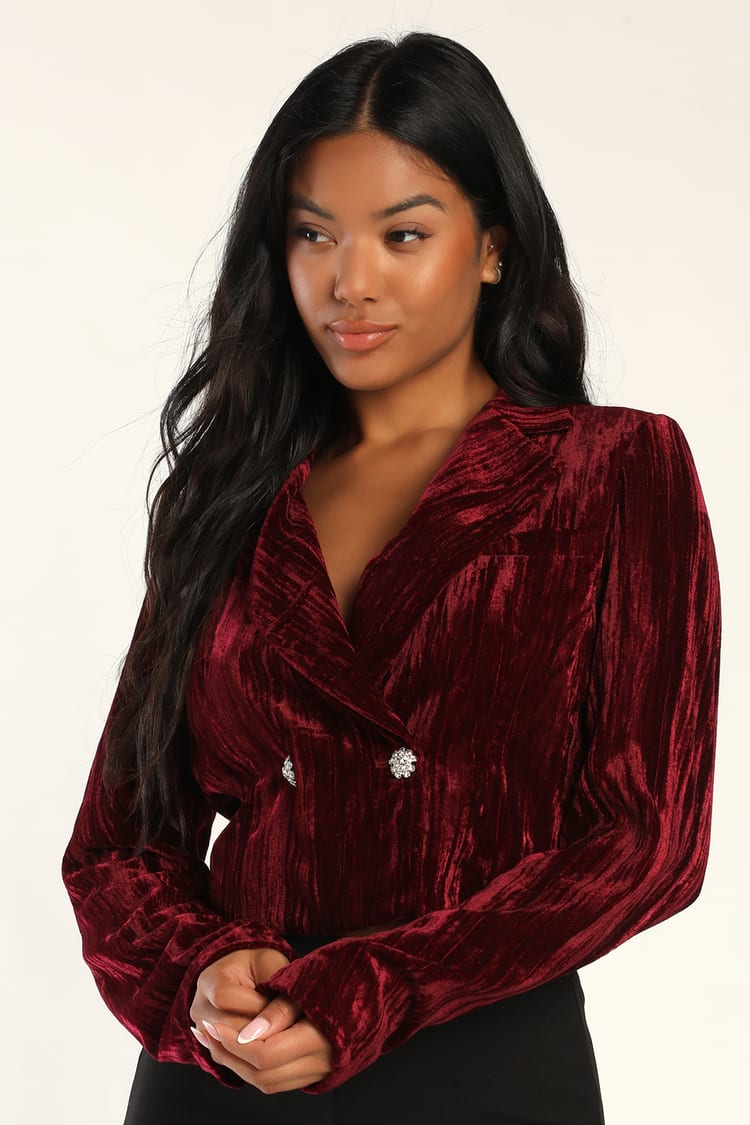 burgundy red blazer
