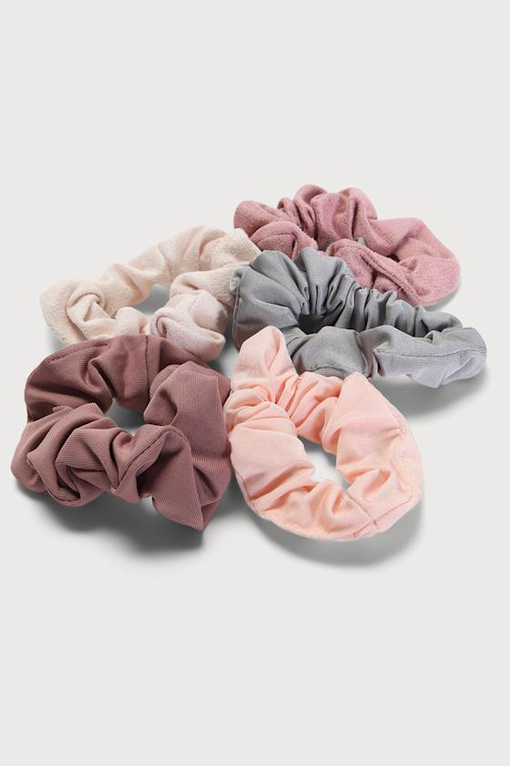 KITSCH Matte Scrunchie Set Pink & Grey Scrunchie Set Lulus