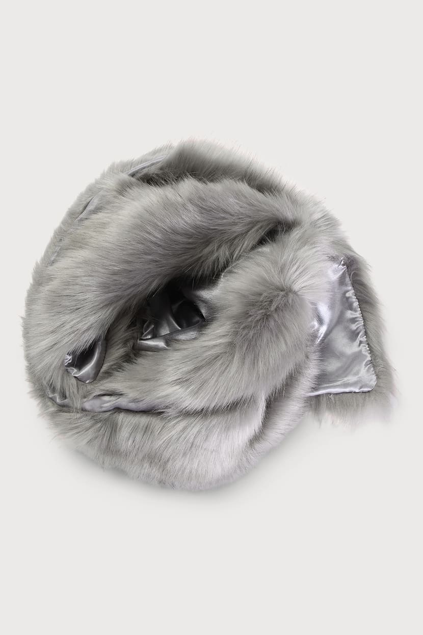 Luxe Faux Fur Stole - Faux Fur Scarf - Grey Faux Fur Scarf - Lulus