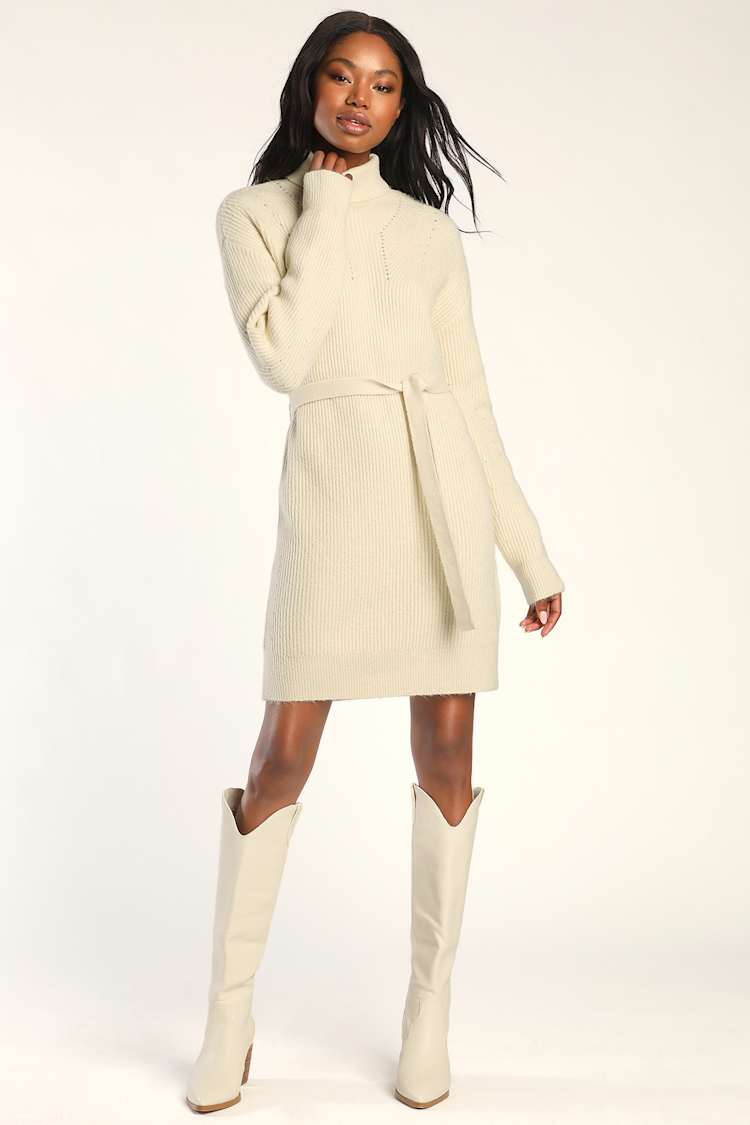 cream turtleneck sweater dress Turtleneck Sweater Dress – Uncommonly Styled main image 1