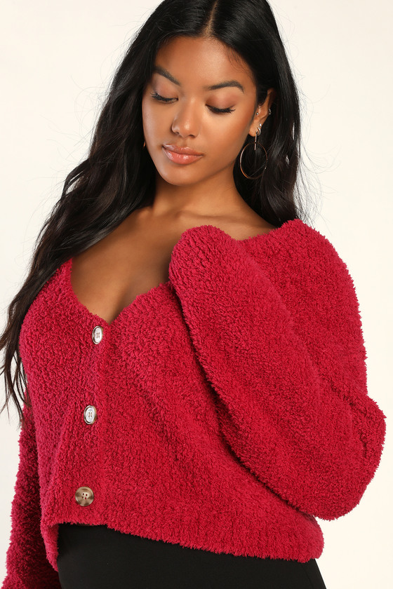 Fuzzy button up online cardigan