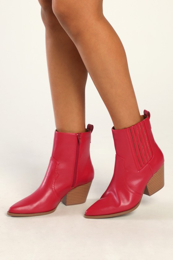 Lulus Vancy Red Pointed-toe Mid-calf High Heel Boots