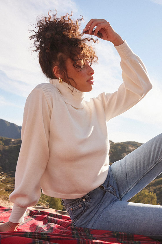 Cute Ivory Sweater - Turtleneck Sweater - Long Sleeve Sweater - Lulus