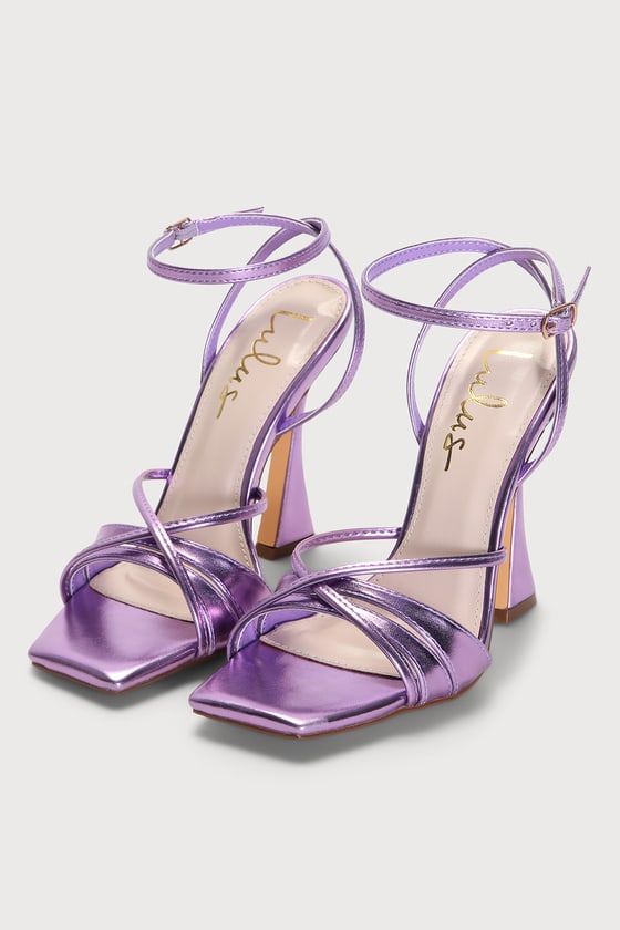 Public Desire Glow Girl Purple Metallic Pu Lace Up Platform High Heels in  Pink | Lyst