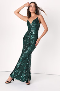 Shine Language Emerald Green Sequin Mermaid Maxi Dress 2