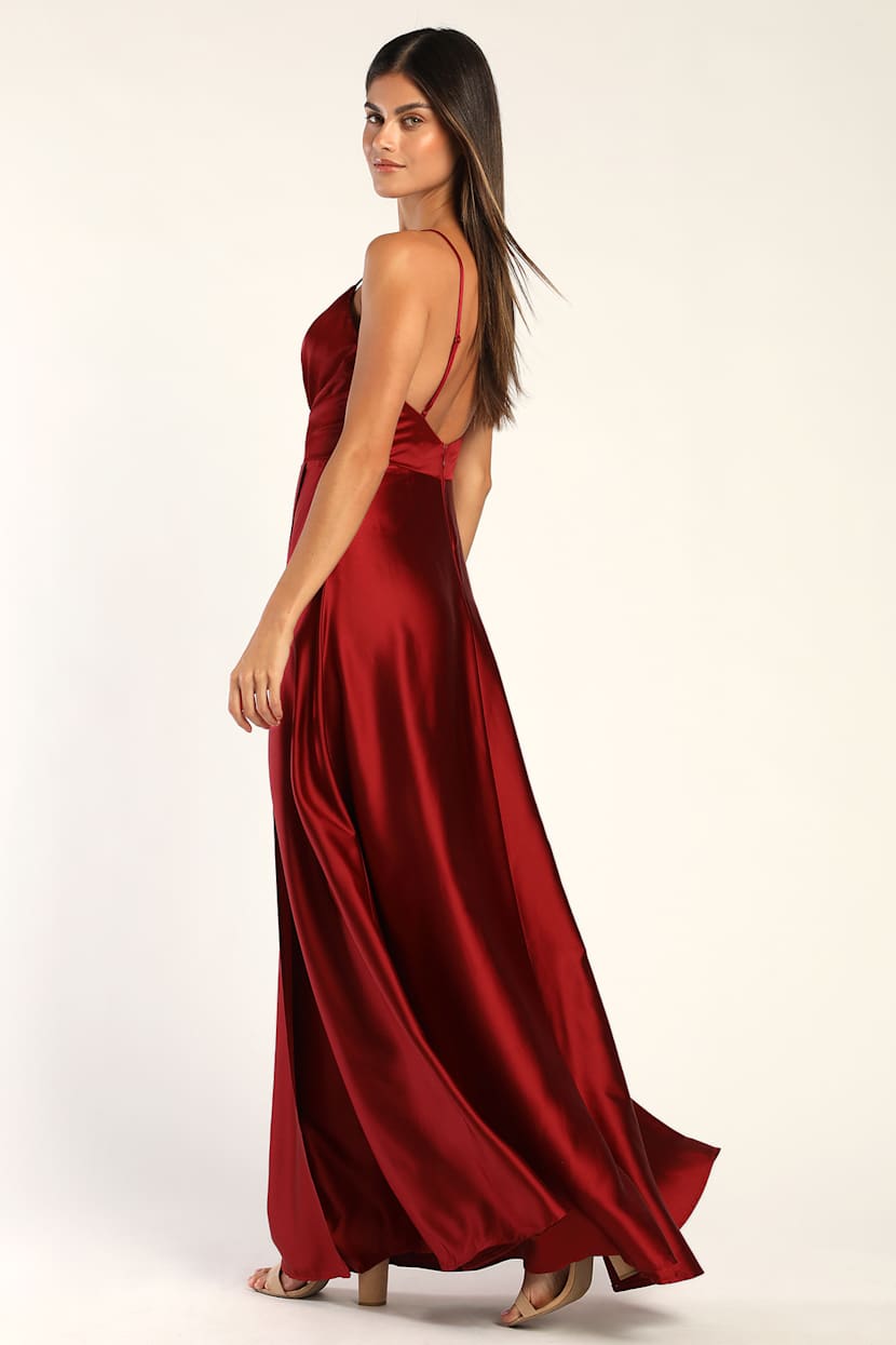 Red satin maxi Clearance