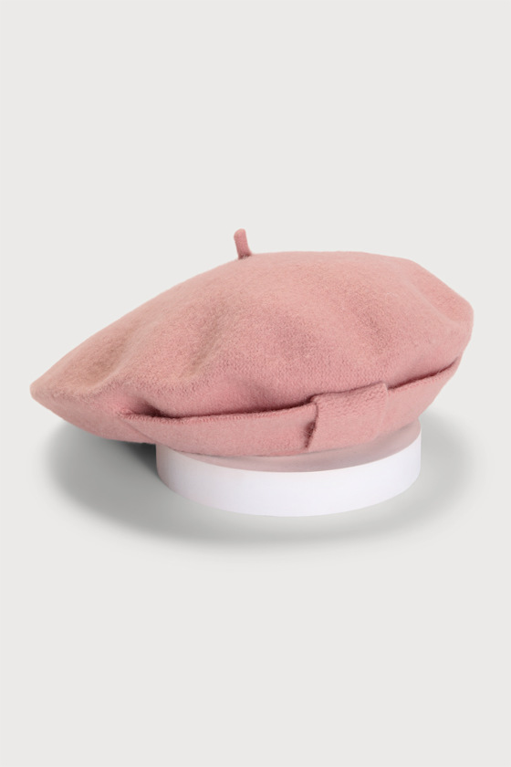 Carrie Blush Wool Bow Beret 2