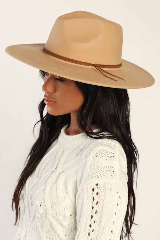 Boho Moment Beige Wide Brim Fedora Hat 4