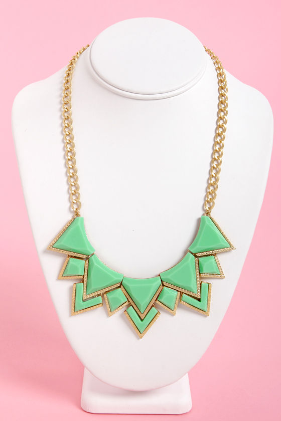 Cool Mint Green Necklace Statement Necklace Bib Necklace 16.00