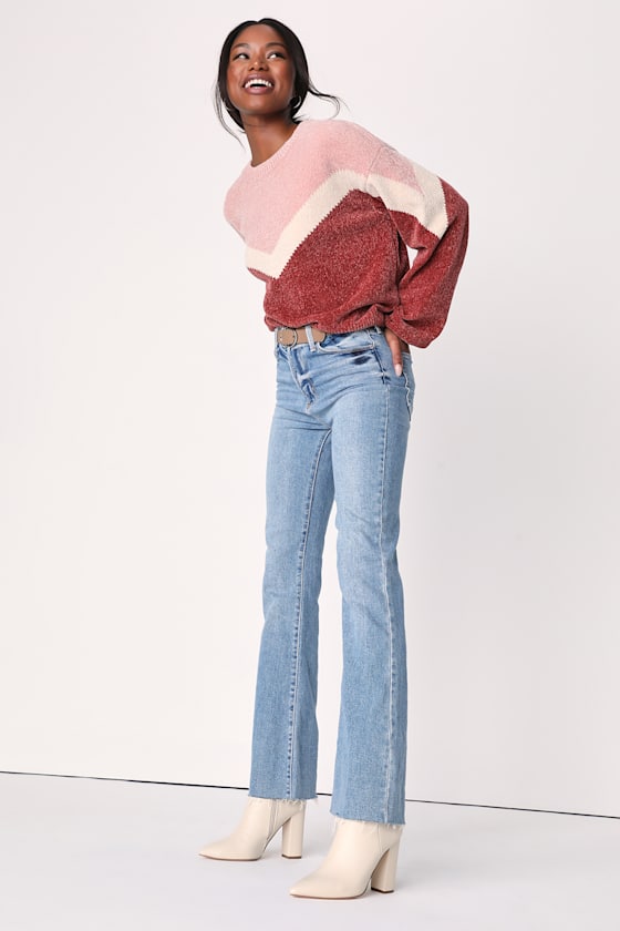 Constant Cuddles Pink Chevron Chenille Knit Sweater - thumbnail 2