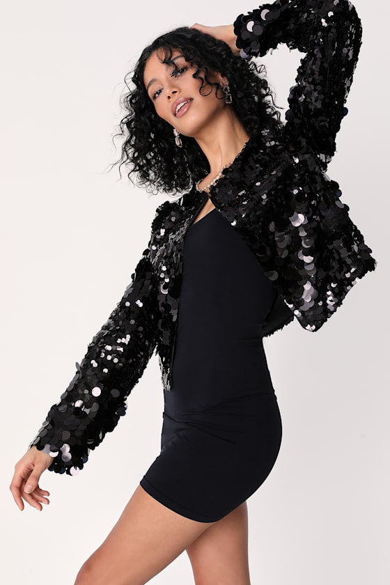 Sequin Jacket Black Sequin Jacket Sequin Bolero Lulus
