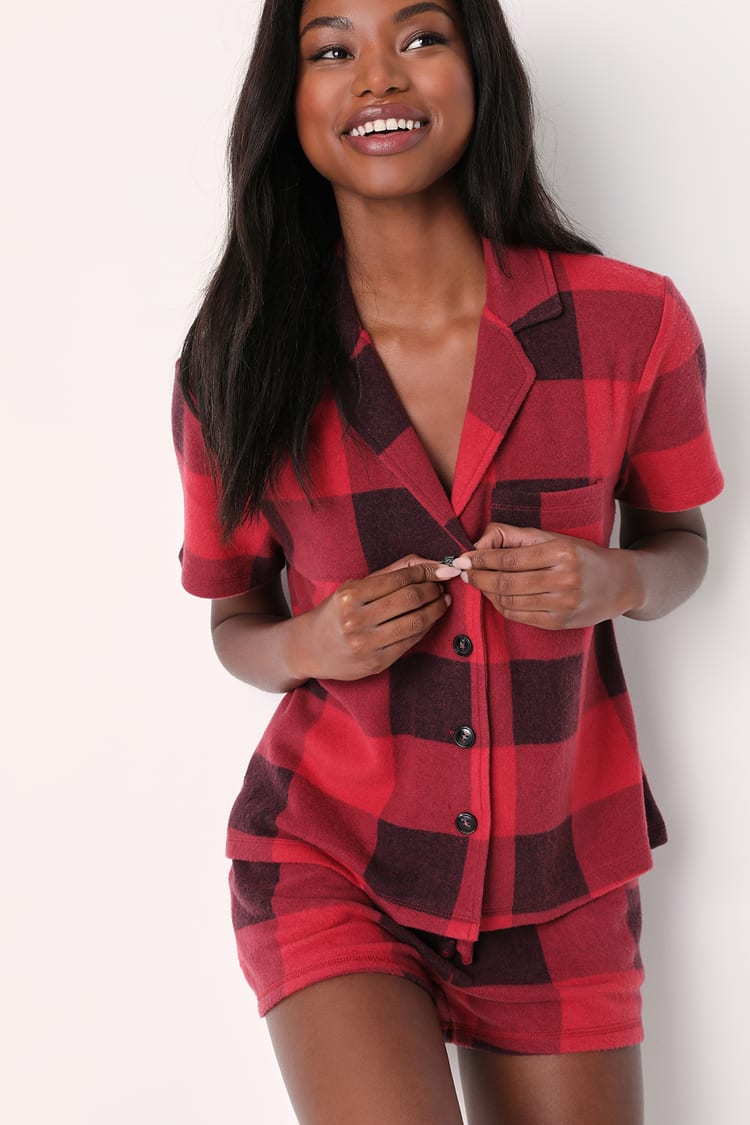 Red Plaid Pajamas - Plaid Pajama Set - Women's Sleepwear Set - Lulus