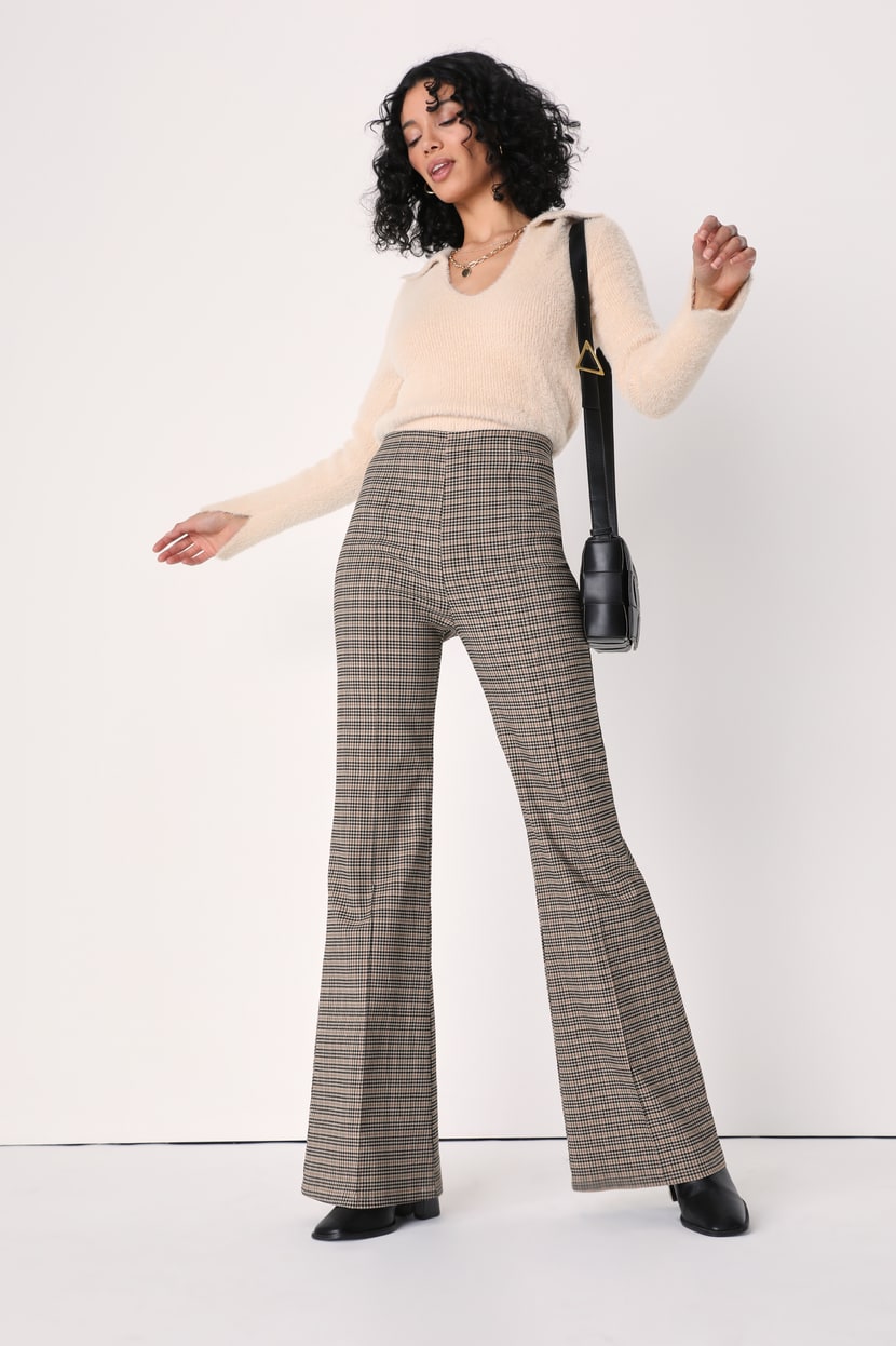 womens yellow plaid pants