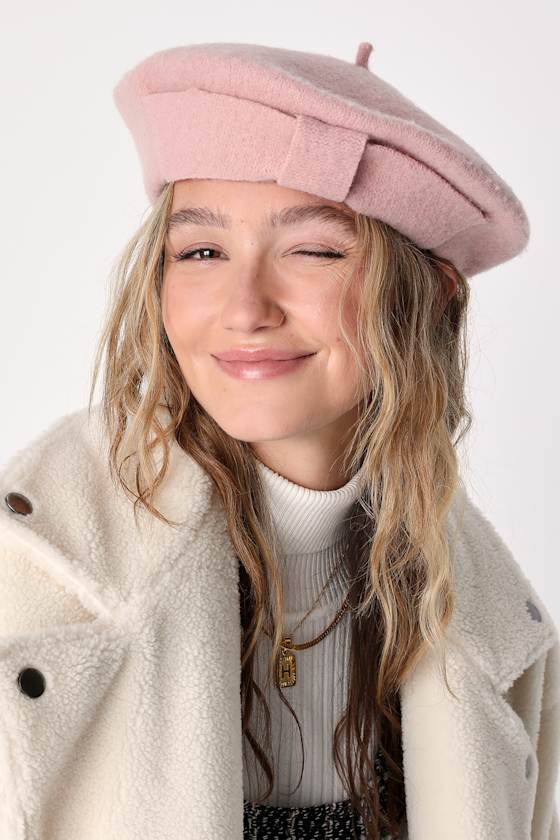 San Diego Hat Co. Carrie Beret Blush Pink Beret Wool Beret Lulus