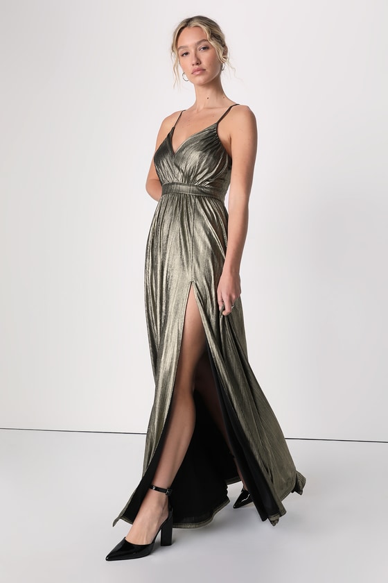 Shop Lulus Beyond Exquisite Gold Metallic Lurex Maxi Dress