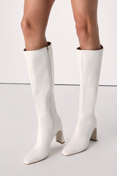RAID Delora White Knee-High Boots