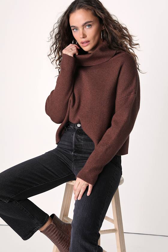 Let's Cuddle Brown Cowl Neck Sweater 5