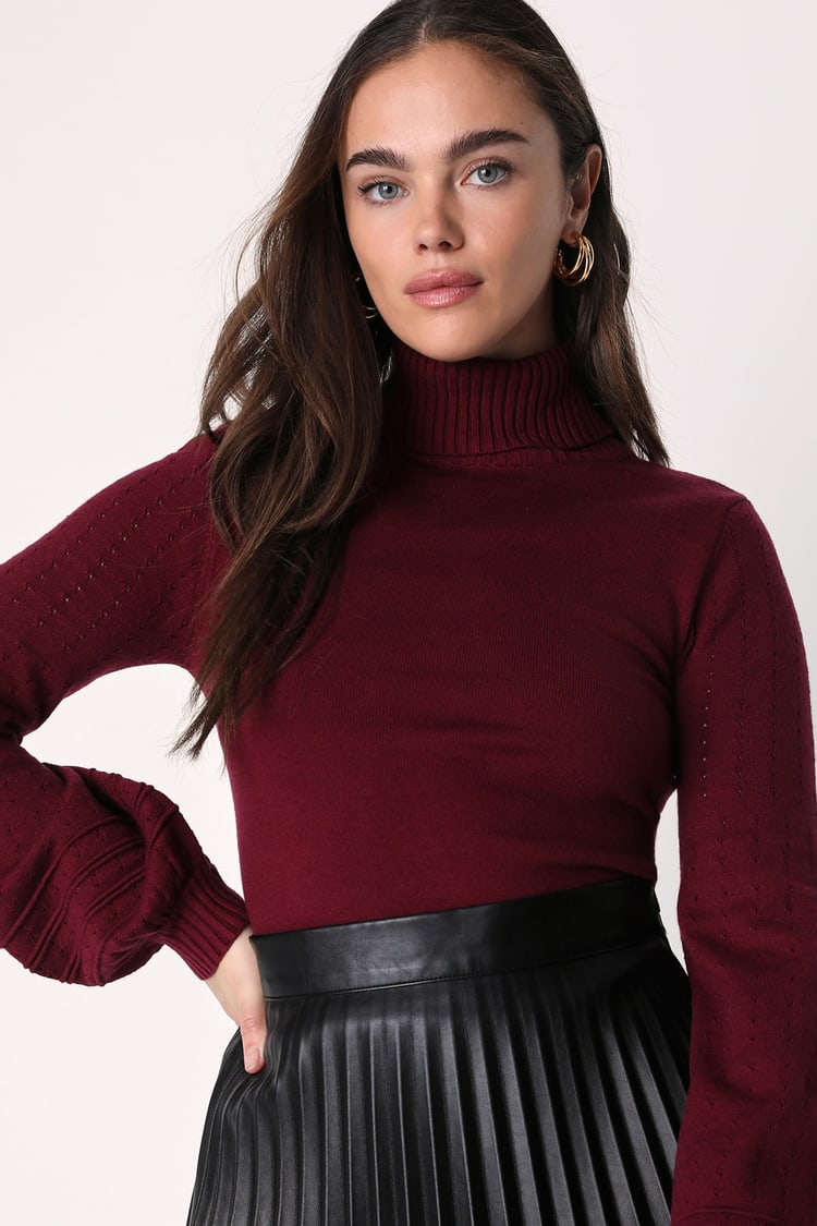 burgundy turtleneck womens
