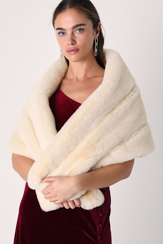 Elegant Cream Faux Fur Stole Faux Fur Scarf Faux Fur Shawl Lulus