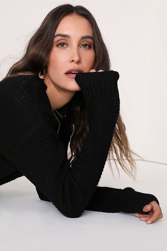 Campfire Cozy Black Cropped Sweater 4