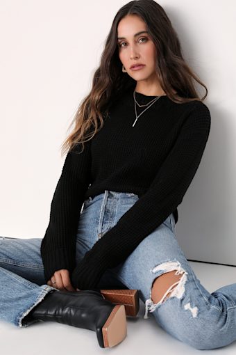 Campfire Cozy Black Cropped Sweater 2
