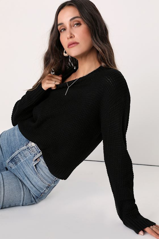 Cute Black Sweater - Pullover Sweater - Cropped Sweater Top - Lulus